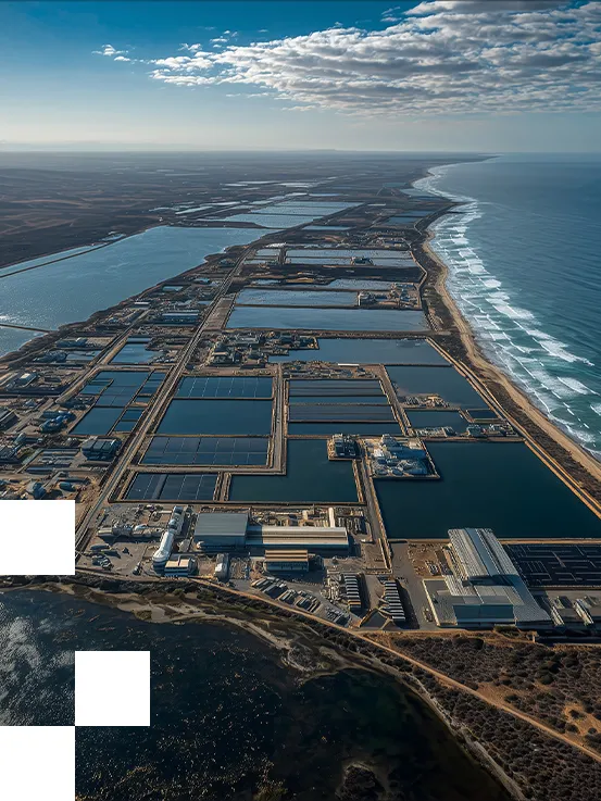 Vast landscape with Solar Panels and Water reservoirs Vast landscape with Solar Panels and Water reservoirs