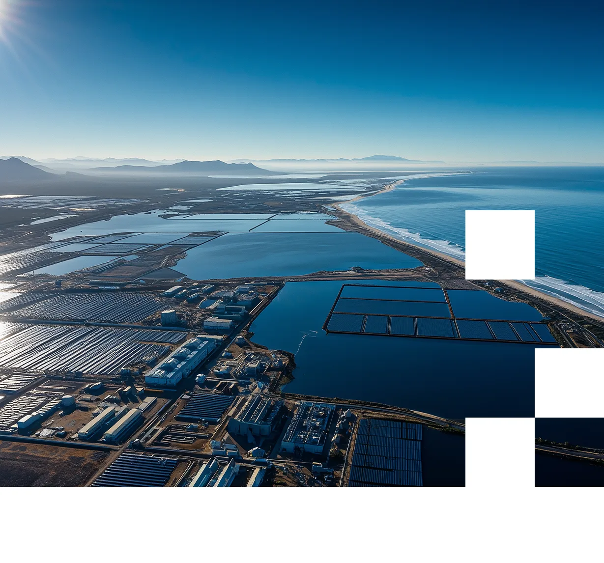 Vast landscape with Solar Panels and Water reservoirs Vast landscape with Solar Panels and Water reservoirs