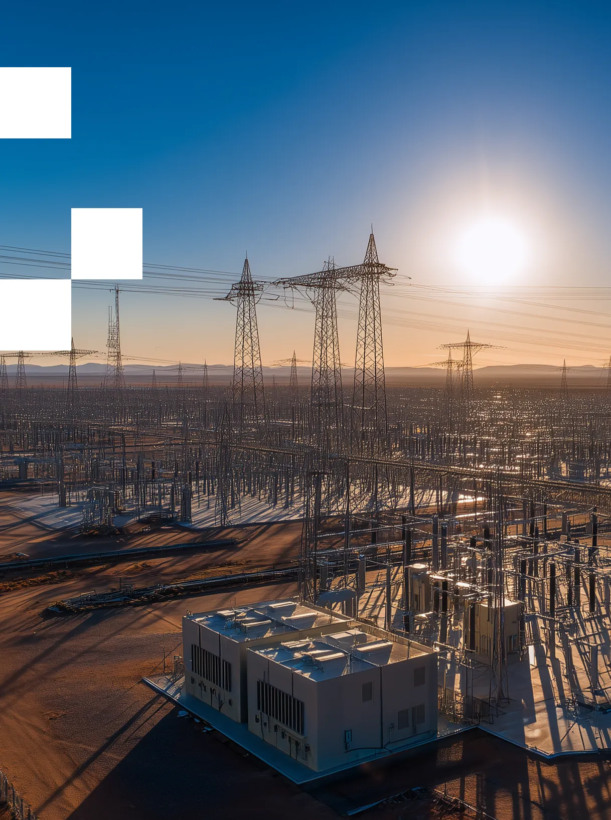 Electricity lines with buildings